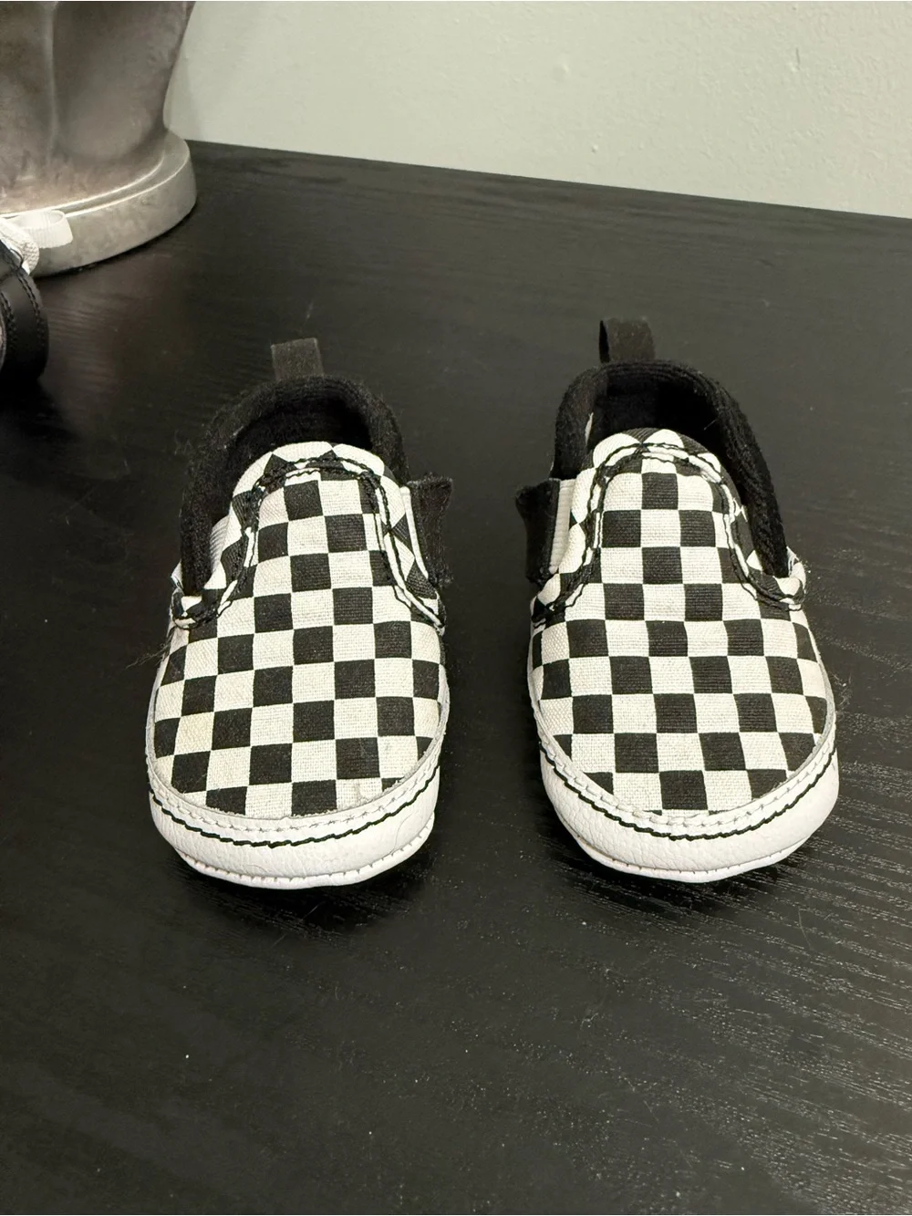 Vans Baby Checkerboard Slip-On Shoes - Black & White Crib Shoes